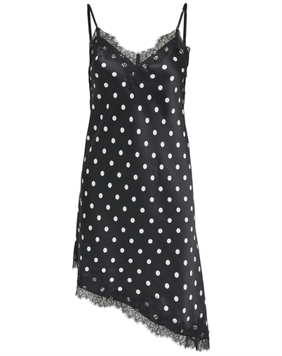 Only - ONLBella Strap Satin Lace Kleid - Black/White Dot